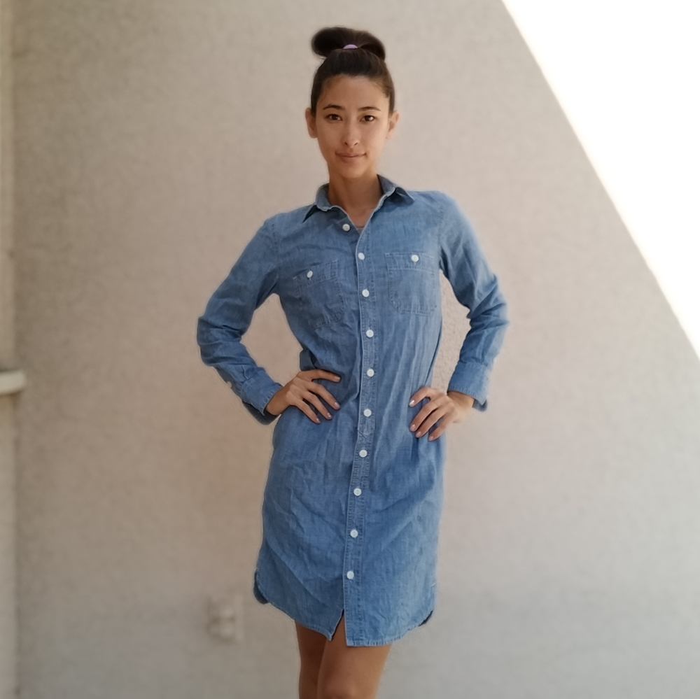 J. Crew Denim Button-Up Shirt Dress